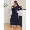 image:imageEkouaer Womens Long Sleeve Nightgowns Full Length Sleep Dress SleepshirtsNavy Blue