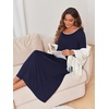 image:imageEkouaer Womens Long Sleeve Nightgowns Full Length Sleep Dress SleepshirtsNavy Blue