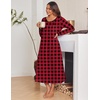 image:imageEkouaer Womens Long Sleeve Nightgowns Full Length Sleep Dress SleepshirtsPlaid