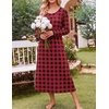 image:imageEkouaer Womens Long Sleeve Nightgowns Full Length Sleep Dress SleepshirtsPlaid
