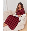 image:imageEkouaer Womens Long Sleeve Nightgowns Full Length Sleep Dress SleepshirtsPlaid