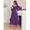 image:imageEkouaer Womens Long Sleeve Nightgowns Full Length Sleep Dress SleepshirtsPurple