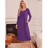 image:imageEkouaer Womens Long Sleeve Nightgowns Full Length Sleep Dress SleepshirtsPurple