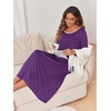 image:imageEkouaer Womens Long Sleeve Nightgowns Full Length Sleep Dress SleepshirtsPurple