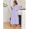 image:imageEkouaer Womens Long Sleeve Nightgowns Full Length Sleep Dress SleepshirtsPurpleBlue Flowers