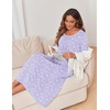 image:imageEkouaer Womens Long Sleeve Nightgowns Full Length Sleep Dress SleepshirtsPurpleBlue Flowers