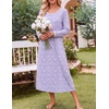 image:imageEkouaer Womens Long Sleeve Nightgowns Full Length Sleep Dress SleepshirtsPurpleBlue Flowers