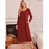image:imageEkouaer Womens Long Sleeve Nightgowns Full Length Sleep Dress SleepshirtsWine Red