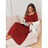 image:imageEkouaer Womens Long Sleeve Nightgowns Full Length Sleep Dress SleepshirtsWine Red