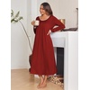 image:imageEkouaer Womens Long Sleeve Nightgowns Full Length Sleep Dress SleepshirtsWine Red