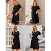 image:imageEkouaer Womens Maternity Dress Short Sleeve Casual Pregnancy Dresses Rib Knit Crewneck Pregnant Clothes with BeltBlack
