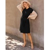 image:imageEkouaer Womens Maternity Dress Short Sleeve Casual Pregnancy Dresses Rib Knit Crewneck Pregnant Clothes with BeltBlack