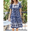 image:imageEkouaer Womens Nightgown House Dress with Pockets Short Sleeve Moo MoosBlue Bohemian Flowers