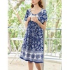 image:imageEkouaer Womens Nightgown House Dress with Pockets Short Sleeve Moo MoosBlue Bohemian Flowers