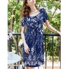 image:imageEkouaer Womens Nightgown House Dress with Pockets Short Sleeve Moo MoosBlue Ethnic Style