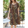 image:imageEkouaer Womens Nightgown House Dress with Pockets Short Sleeve Moo MoosBrown Ethnic Style