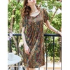 image:imageEkouaer Womens Nightgown House Dress with Pockets Short Sleeve Moo MoosBrown Ethnic Style