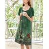 image:imageEkouaer Womens Nightgown House Dress with Pockets Short Sleeve Moo MoosGreen Ethnic Flower