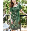 image:imageEkouaer Womens Nightgown House Dress with Pockets Short Sleeve Moo MoosGreen Ethnic Flower