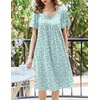 image:imageEkouaer Womens Nightgown House Dress with Pockets Short Sleeve Moo MoosGreen Floral
