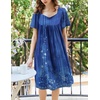 image:imageEkouaer Womens Nightgown House Dress with Pockets Short Sleeve Moo MoosNavy Blue Ethnic Style