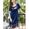 image:imageEkouaer Womens Nightgown House Dress with Pockets Short Sleeve Moo MoosNavy Blue Flower