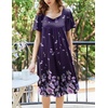 image:imageEkouaer Womens Nightgown House Dress with Pockets Short Sleeve Moo MoosPurple Positioning Flower