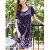 image:imageEkouaer Womens Nightgown House Dress with Pockets Short Sleeve Moo MoosPurple Positioning Flower