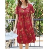 image:imageEkouaer Womens Nightgown House Dress with Pockets Short Sleeve Moo MoosRed Ethnic Style