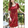 image:imageEkouaer Womens Nightgown House Dress with Pockets Short Sleeve Moo MoosRed Ethnic Style