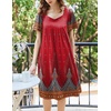 image:imageEkouaer Womens Nightgown House Dress with Pockets Short Sleeve Moo MoosRed Peacock Feathers
