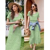 image:imageEkouaer Womens Nursing Dress Breastfeeding Summer V Neck Maternity DressesGreen Floral