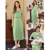 image:imageEkouaer Womens Nursing Dress Breastfeeding Summer V Neck Maternity DressesGreen Floral