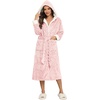 image:imageEkouaer Womens Plush Robes Long Soft Jacquard Fluffy Bathrobe Hooded RobeA Pink
