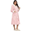 image:imageEkouaer Womens Plush Robes Long Soft Jacquard Fluffy Bathrobe Hooded RobeA Pink