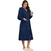 image:imageEkouaer Womens Plush Robes Long Soft Jacquard Fluffy Bathrobe Hooded RobeB Navy Blue
