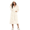 image:imageEkouaer Womens Plush Robes Long Soft Jacquard Fluffy Bathrobe Hooded RobeB White