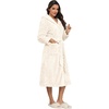 image:imageEkouaer Womens Plush Robes Long Soft Jacquard Fluffy Bathrobe Hooded RobeB White
