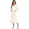 image:imageEkouaer Womens Plush Robes Long Soft Jacquard Fluffy Bathrobe Hooded RobeB White