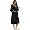 image:imageEkouaer Womens Plush Robes Long Soft Jacquard Fluffy Bathrobe Hooded RobeBlack