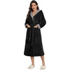 image:imageEkouaer Womens Plush Robes Long Soft Jacquard Fluffy Bathrobe Hooded RobeBlack