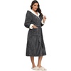 image:imageEkouaer Womens Plush Robes Long Soft Jacquard Fluffy Bathrobe Hooded RobeDark Grey