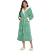 image:imageEkouaer Womens Plush Robes Long Soft Jacquard Fluffy Bathrobe Hooded RobeGray Green