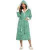 image:imageEkouaer Womens Plush Robes Long Soft Jacquard Fluffy Bathrobe Hooded RobeGray Green