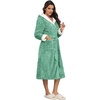 image:imageEkouaer Womens Plush Robes Long Soft Jacquard Fluffy Bathrobe Hooded RobeGray Green