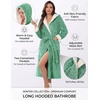 image:imageEkouaer Womens Plush Robes Long Soft Jacquard Fluffy Bathrobe Hooded RobeGray Green