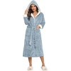 image:imageEkouaer Womens Plush Robes Long Soft Jacquard Fluffy Bathrobe Hooded RobeLight Blue