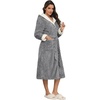 image:imageEkouaer Womens Plush Robes Long Soft Jacquard Fluffy Bathrobe Hooded RobeLight Grey