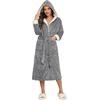 image:imageEkouaer Womens Plush Robes Long Soft Jacquard Fluffy Bathrobe Hooded RobeLight Grey