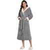 image:imageEkouaer Womens Plush Robes Long Soft Jacquard Fluffy Bathrobe Hooded RobeLight Grey